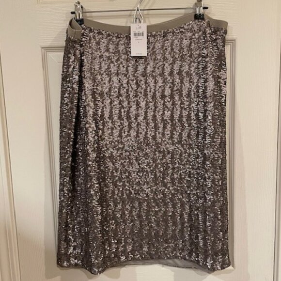 NWT JJill silver sequin skirt; size LARGE - Picture 1 of 3